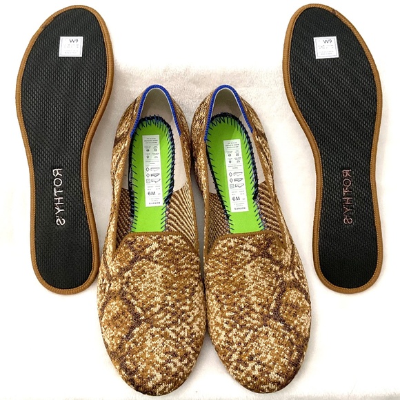 Rothy’s Slip On Ballet Comfort Loafers Bronze Metallic Python Flats Size 9 - Picture 11 of 16